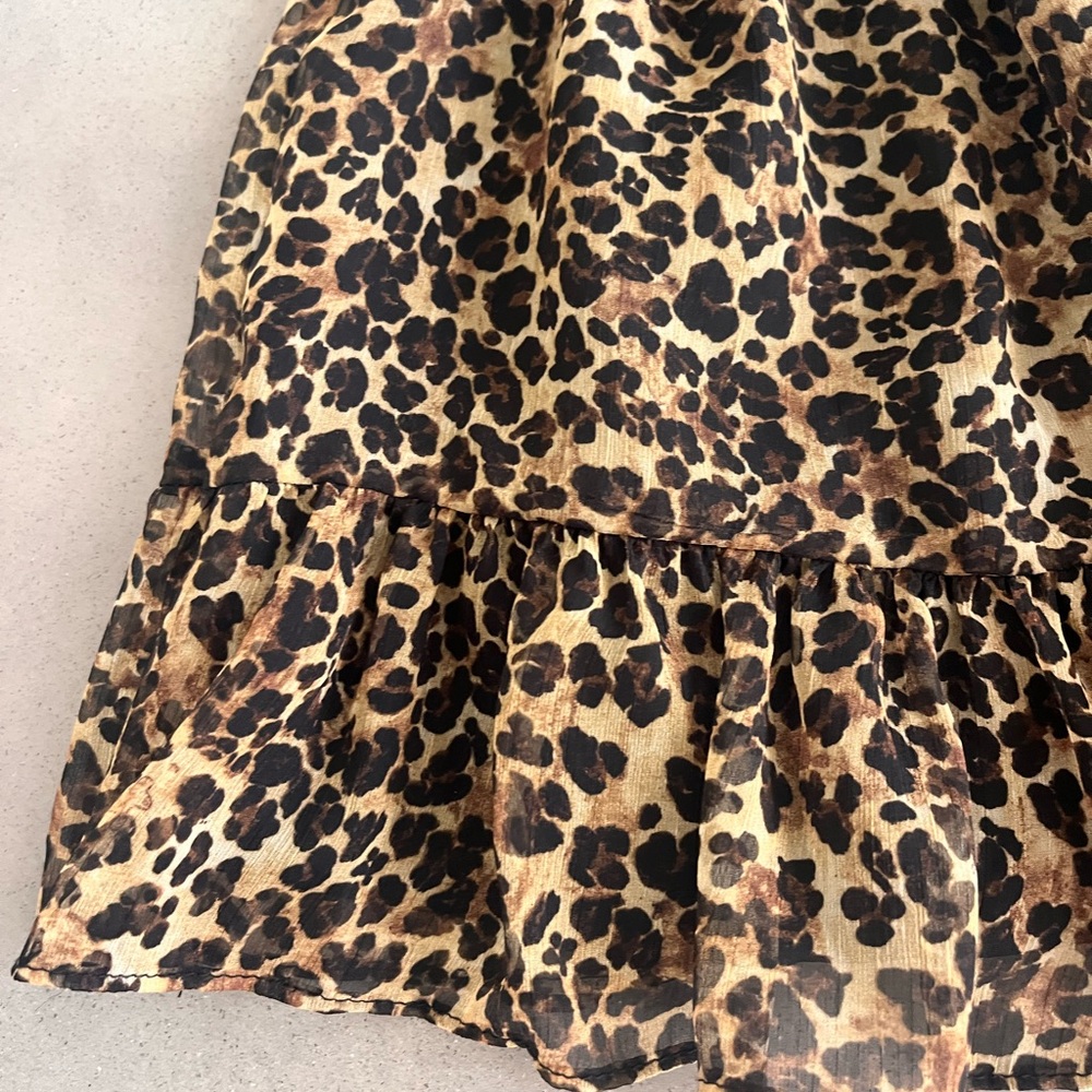 Zara Leopard Animal Print Ruffle Mini Skirt Women S NWT Drawstring - Picture 7 of 7
